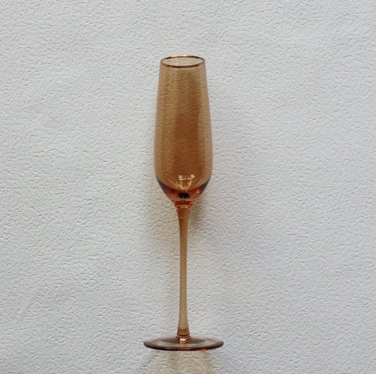 VD-P8-AM - Vikko Decor - Platinum, Amber with Gold Rim, Champagne Flute Glass, 8.5 oz