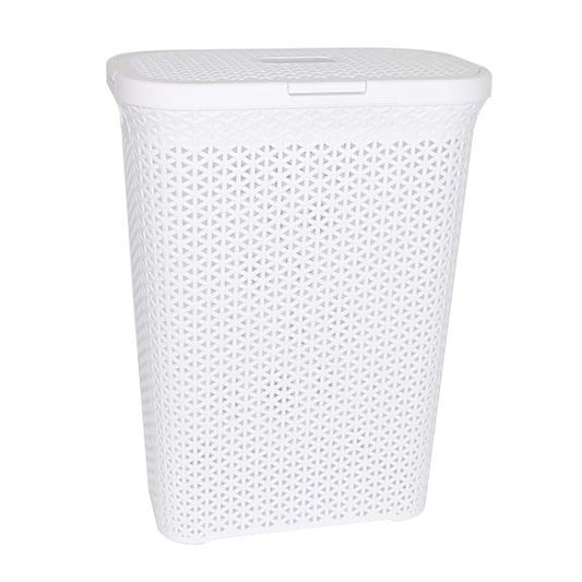 1664 - Slim Laundry Hamper Basket, White
