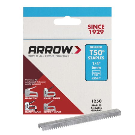 AFC-50424 - ARROW STAPLES- T50- 1250 ct -1/4" # 504