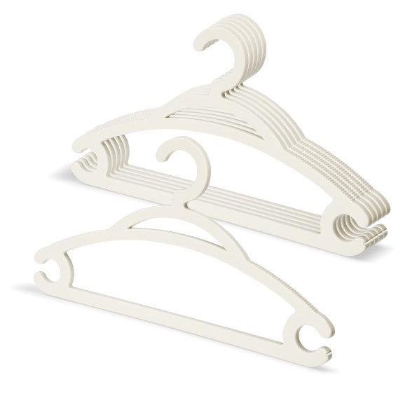 39-1192 WHITE - Plastic Wardrobe Hangers, 6 Pack
