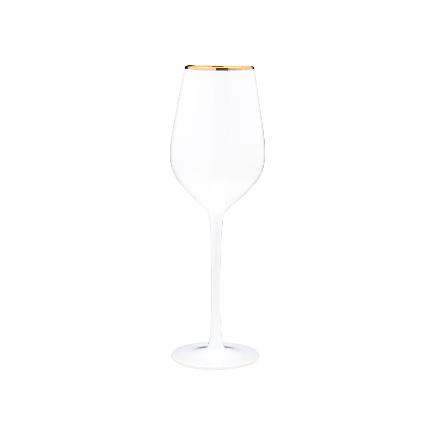 VD-P13-WH - Vikko Decor - Platinum, White with Gold Rim, Wine Glass, 13.5 oz