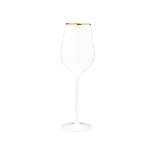 VD-P13-WH - Vikko Decor - Platinum, White with Gold Rim, Wine Glass, 13.5 oz