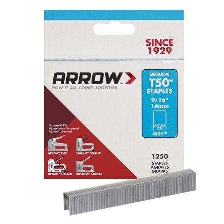 AFC-50924 - ARROW STAPLES- T50- 1250 ct -9/16" # 509
