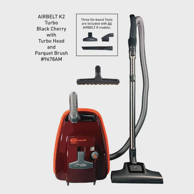 9678AM - AIRBELT K2 Turbo, with turbo head (8365GS) and parquet brush (black cherry)