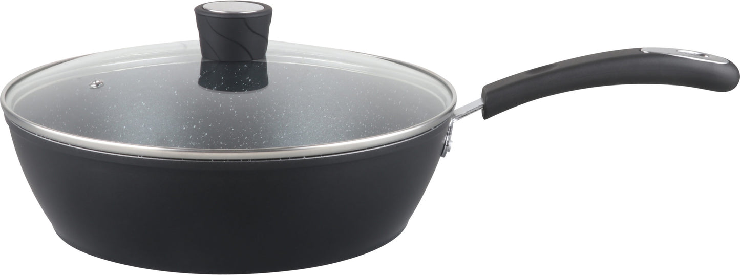 MR-DS11 - Millvado - Rainbow Non Stick Deep Frypan/W Lid, Black, Soft Grip Handle 11""