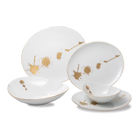VL-2056-LG - Vikko Luxe - Loos Gold, White, 20 Pc Dinnerware Set,