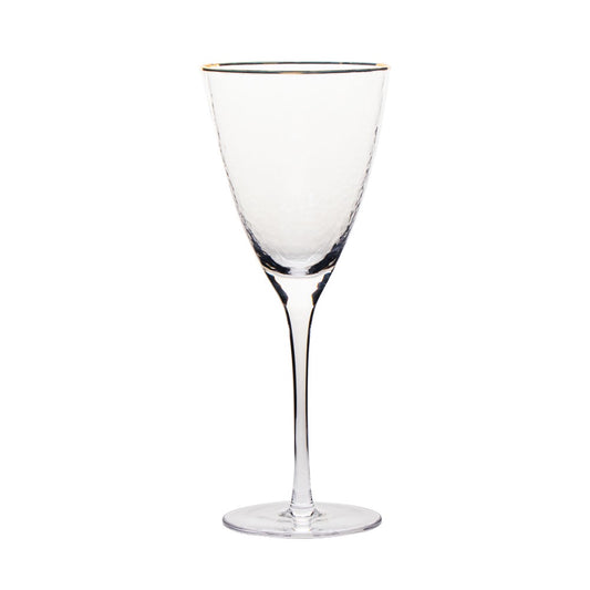 VD-2013-HGR - Vikko Decor - Gold Rim, Hammered Water Glass, 13 Oz