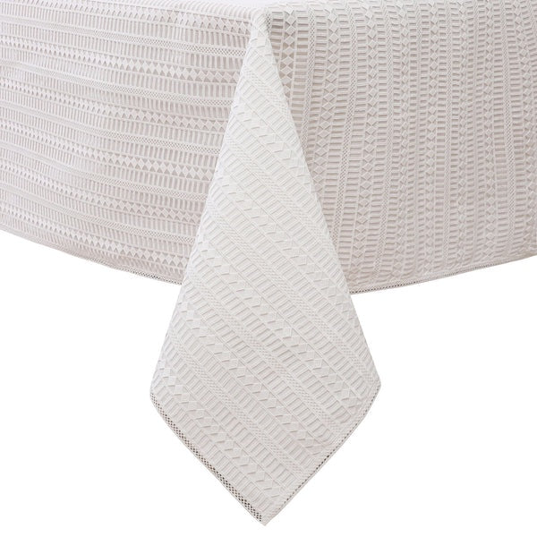 TC1729L-70120 - Tablecloth White Lace Diamond Lenox Lined 70" x 120"