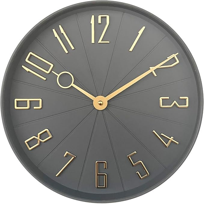 WESTCLOX32256G - 12" Gray/Gold  Modern Wall Clock