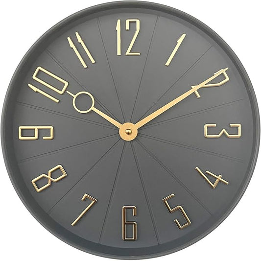WESTCLOX32256G - 12" Gray/Gold  Modern Wall Clock