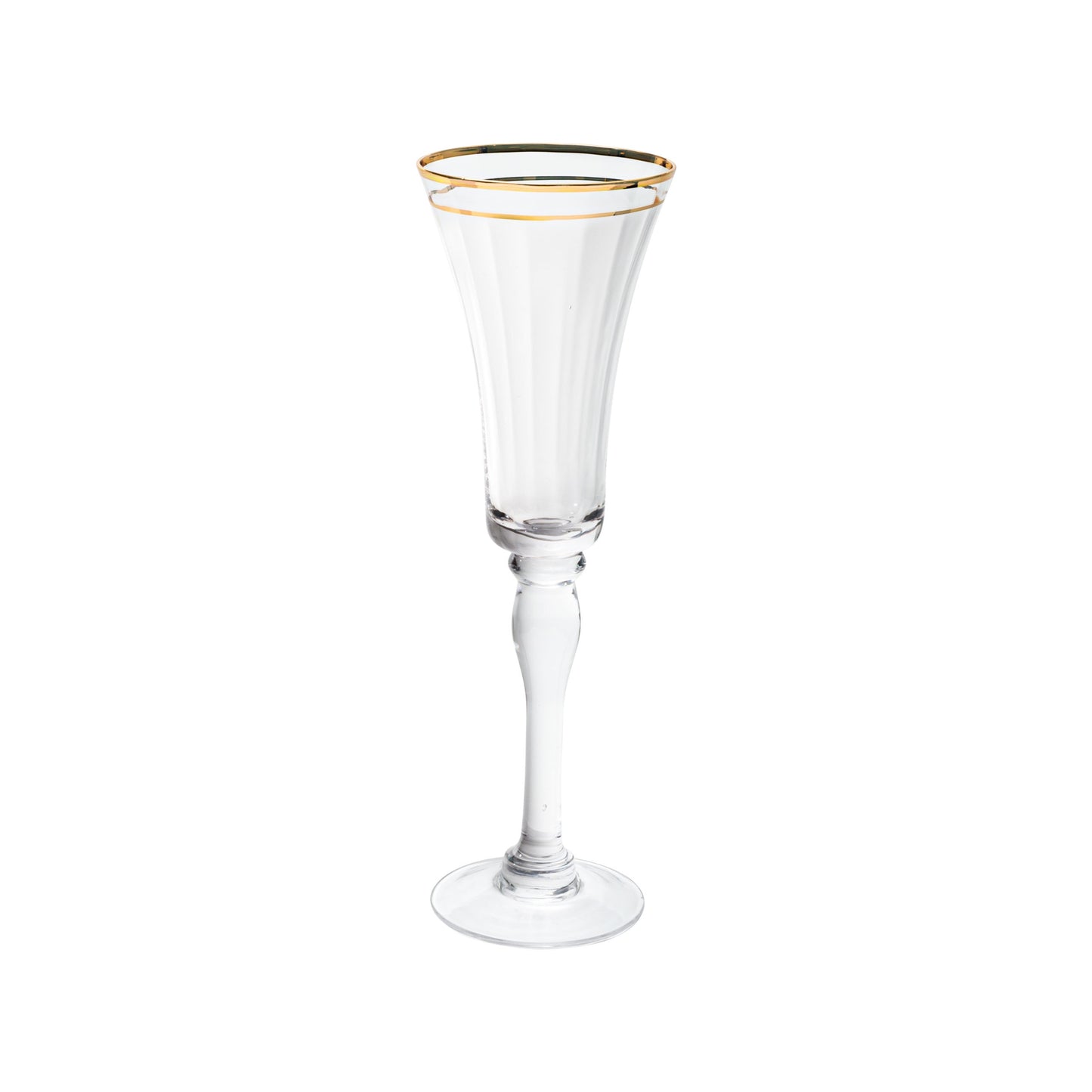 VD-B06-G - Vikko Decor - Bella, Clear with Gold Rim, Champagne Flute Glass, 6.5 oz