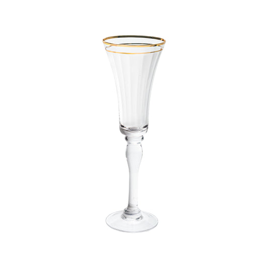 VD-B06-G - Vikko Decor - Bella, Clear with Gold Rim, Champagne Flute Glass, 6.5 oz