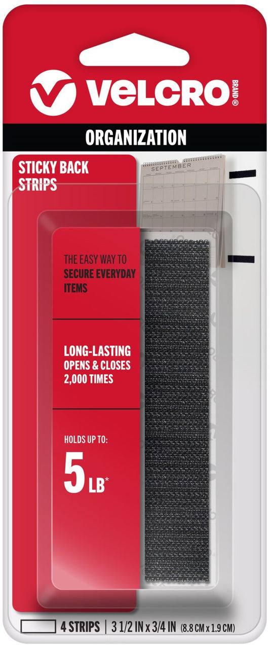 VEL90075 - VELCRO-3/4 x 3.5″ STRIP-CD/4- BLACK