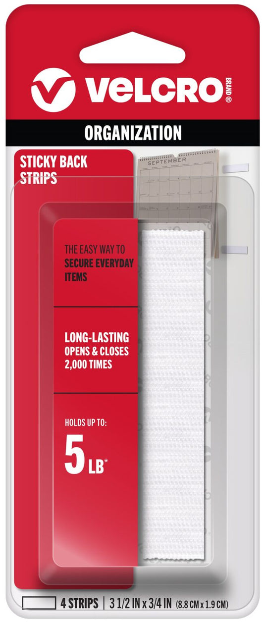 VEL90076 - VELCRO -3/4 x 3.5″ STRIP-CD/4- WHITE