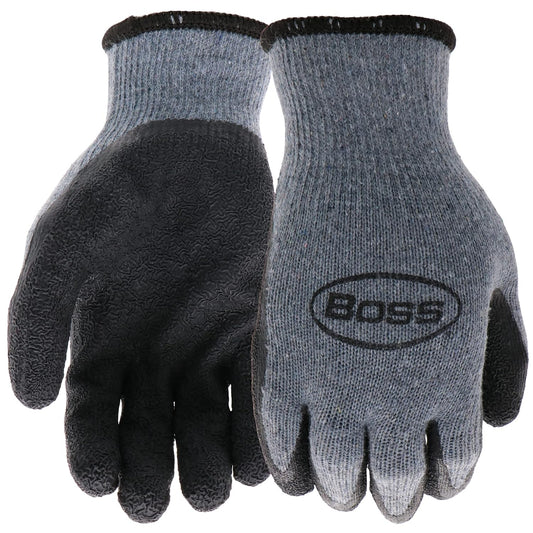 BOSS32041-XL -   String Knit Latex dipped Glove, X-large, Gray