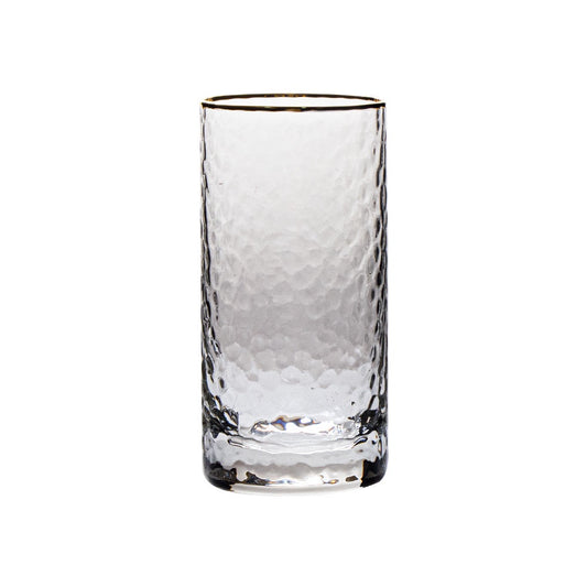 VD-2110-HGR - Vikko Decor - Gold Rim, Hammered Highball Glass, 10 Oz