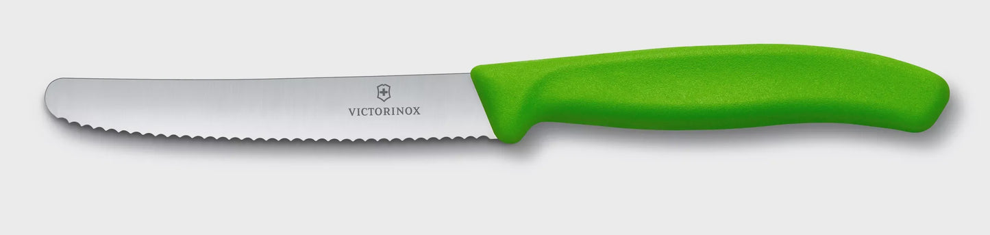 6.7836.L114 - Swiss Classic Tomato Knife, Serrated, Round Tip, 4.5", Green