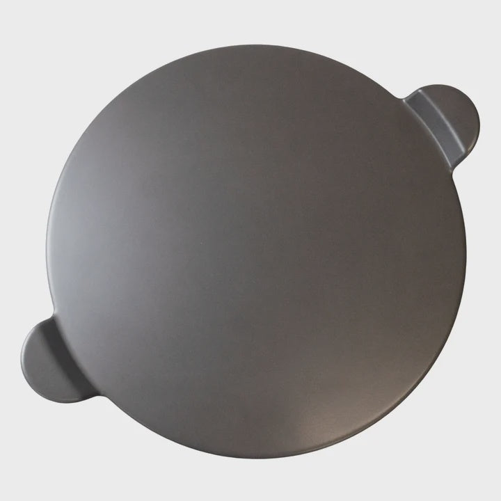 GPS13H-G-old stone round glazed cordierite pizza stone w/ handles, 13 inch grey