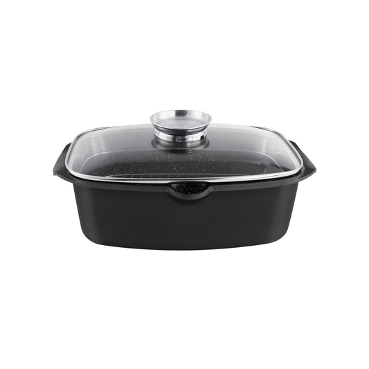 HR145-1 - Steamed Roasting Pans Square Pot Maifan Stone Non-stick Aluminum Pot with Steaming Rack