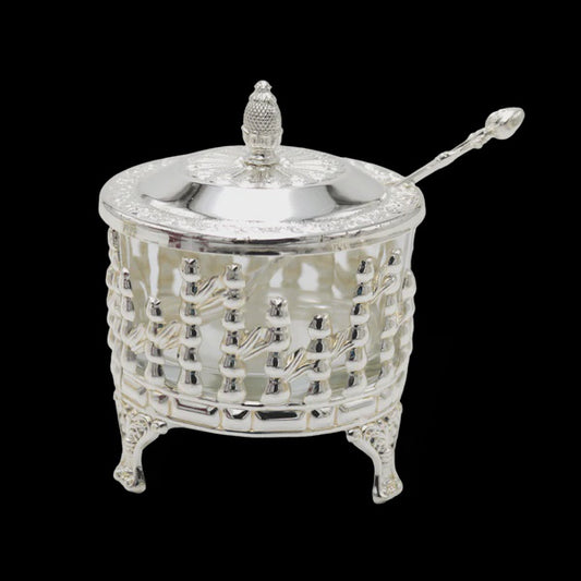 MG42315D - Decorative Dish Silver Plated/Glass on Legs, 4"W x 3.5"H