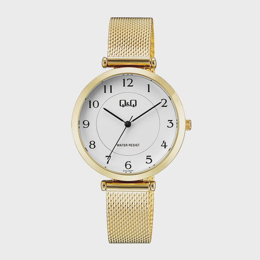 QQQ13A-002PY - Q&Q Analog Gold Mesh White Dial Watch