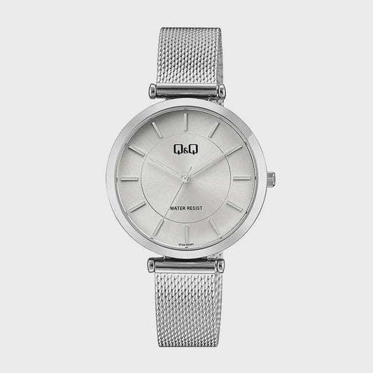 QQQ13A-003PY - Q&Q Analog Silver Mesh Silver Dial Watch