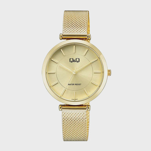 QQQ13A-004PY - Q&Q Analog Gold Mesh Gold Dial Watch
