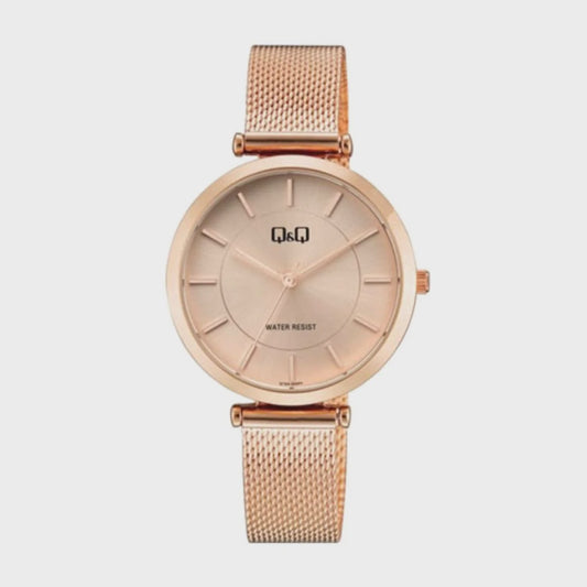 QQQ13A-005PY - Q&Q Analog Rose Gold Mesh Rose Gold Dial Watch