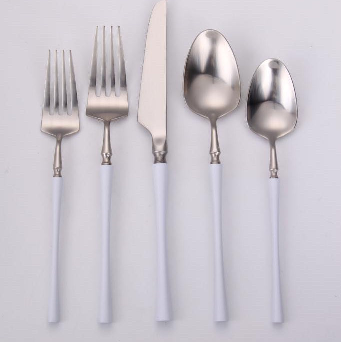 VF-30-IWS-SET - Irene, Two Tone Brushed White And Silver, 18/10 Flatware, 20 Pc Set