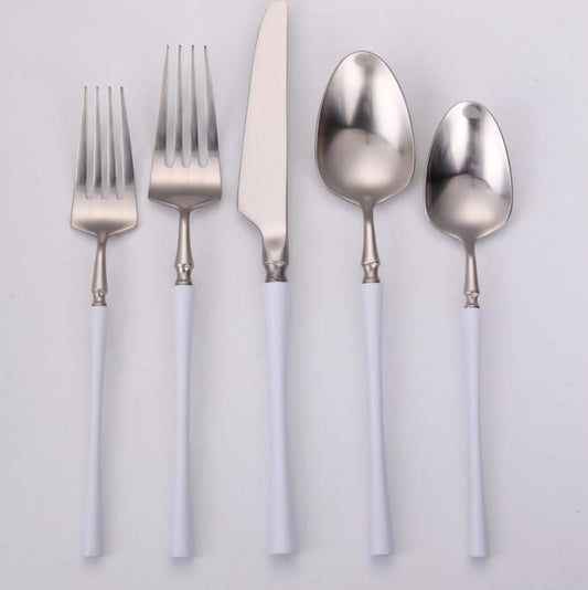 VF-30-IWS-SET - Irene, Two Tone Brushed White And Silver, 18/10 Flatware, 20 Pc Set