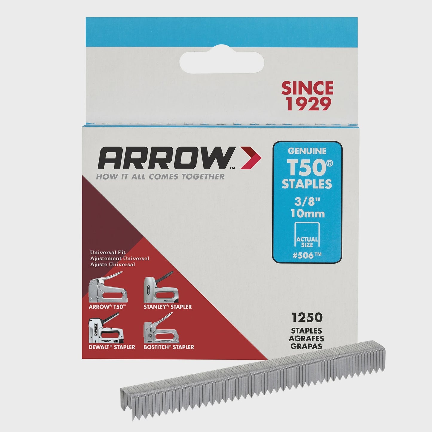 AFC-50624 - ARROW STAPLES- T50- 1250 ct -3/8" # 506