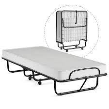 GSM508 - Folding Bed Cot W/ 4 In Memory Foam Mattress, Large Wheels 31 x 75