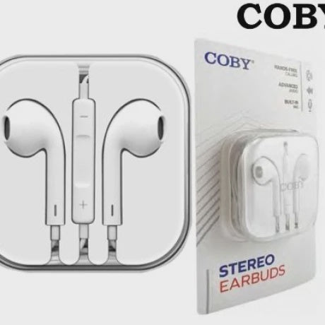 COBY-CVE270WH - Wired Earbuds Apple Style Case Mic