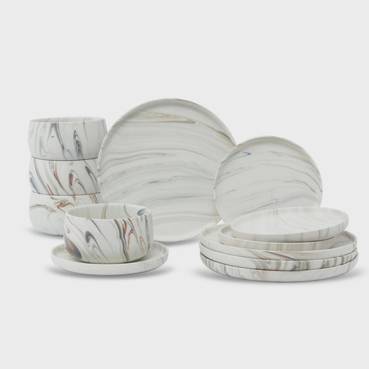LH576 - 12PC. MATTE MARBLE DISHES ST/4
