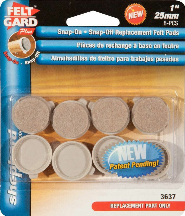 SH3637-CD/8 - FELT-SNAP-ON/OFF REPLCMNT PADS 1″