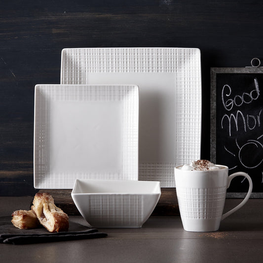 77847067 - Trudeau - Mesh Square Fine Porcelain, 16 Pc Dinnerware Set,
