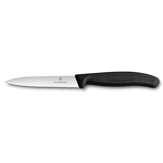 6.7733 - Swiss Classic Paring Knife, Serrated, Spear Tip, 4, Black