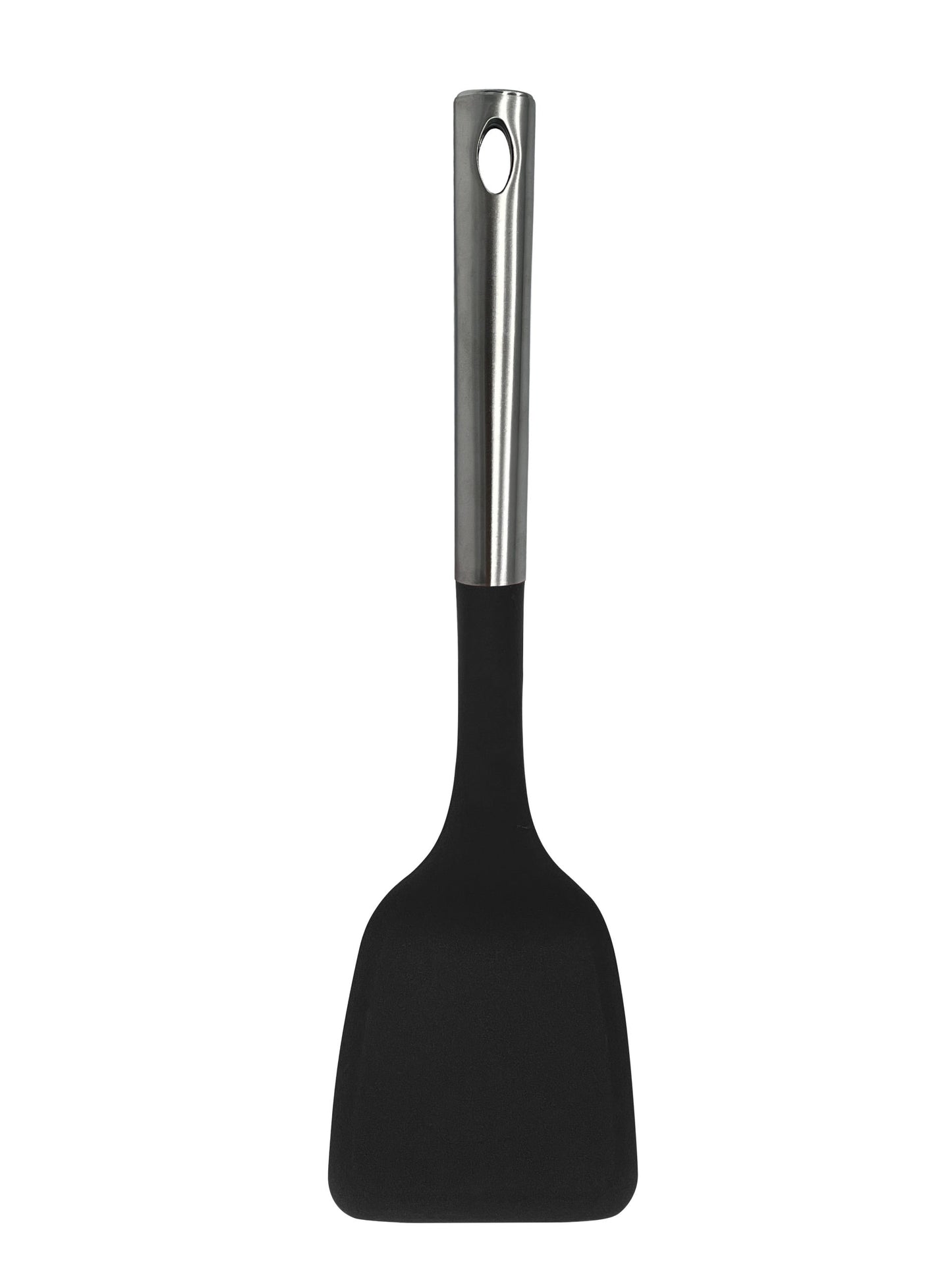 M8573/C - Millvado - Nylon Utensils SS Handle, Solid Turner, Black,13.5''