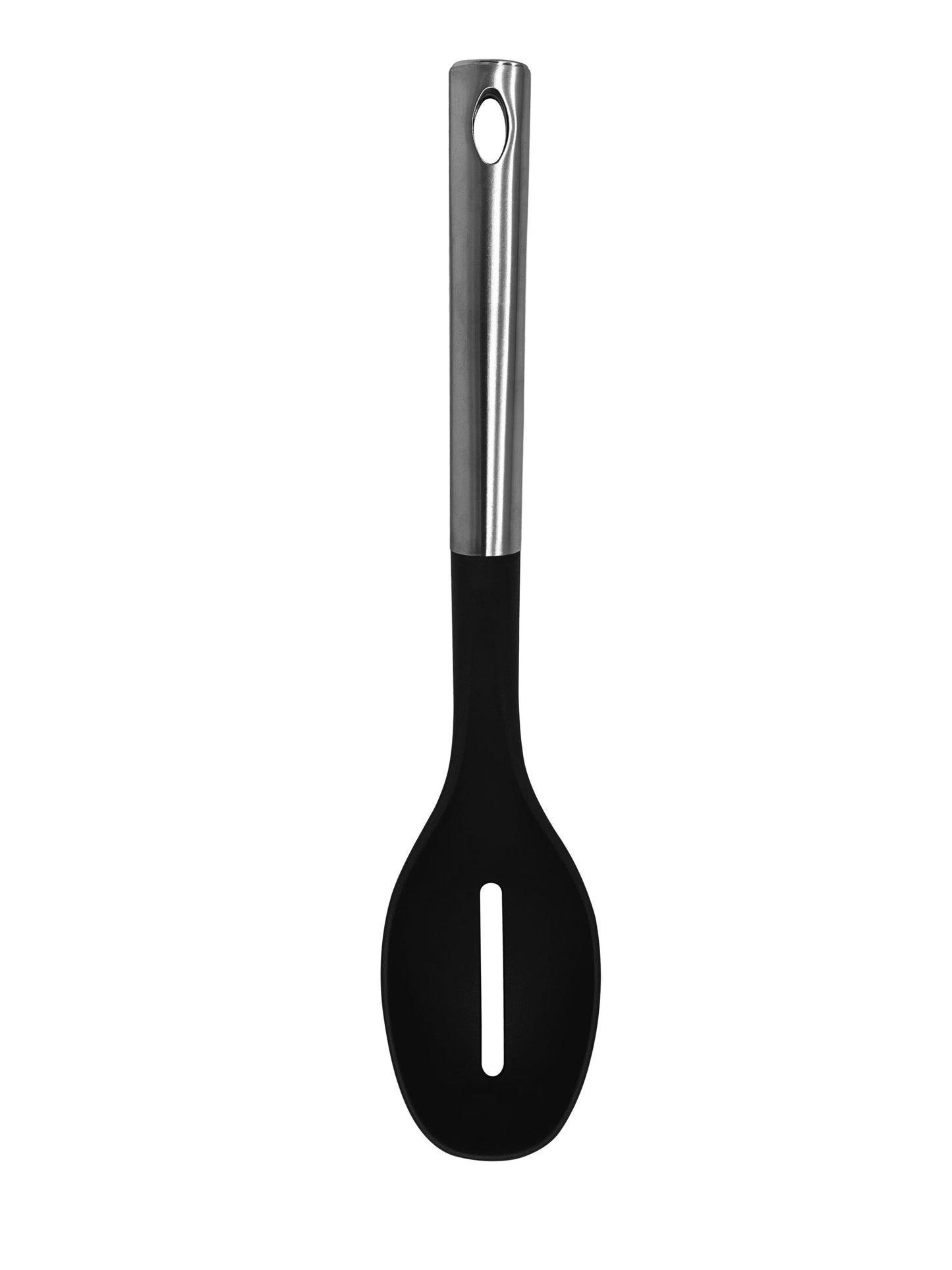 M8573/B -Millvado - Nylon Utensils SS Handle, Slotted Spoon, Black,13.5''