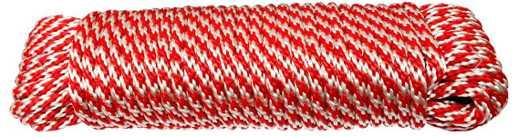 LII-P-8NR - CLOTHESLINE - BRAIDED 100ft RED & WHITE – POLY