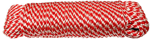 LII-P-8NR - CLOTHESLINE - BRAIDED 100ft RED & WHITE – POLY