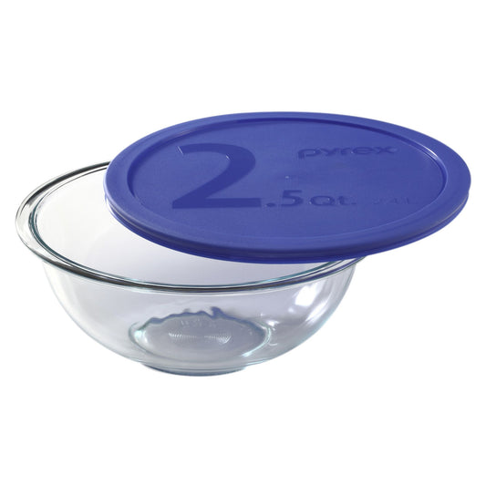1069532 - Pyrex 2.5Qt Glass Mixing Bowl w Blue Lid