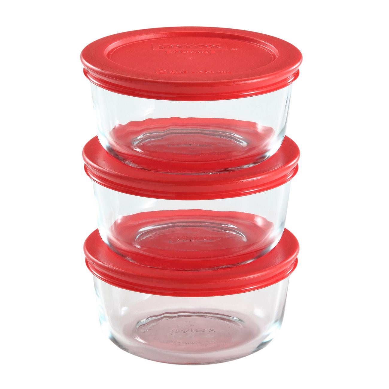 1085657 - Pyrex 6Pc 2C Glass storage Set w Red Lid