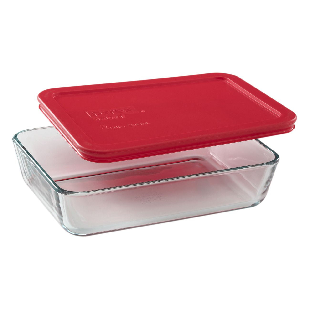 1075430 - Pyrex 3c Glass Storage  Rec w Red Lid